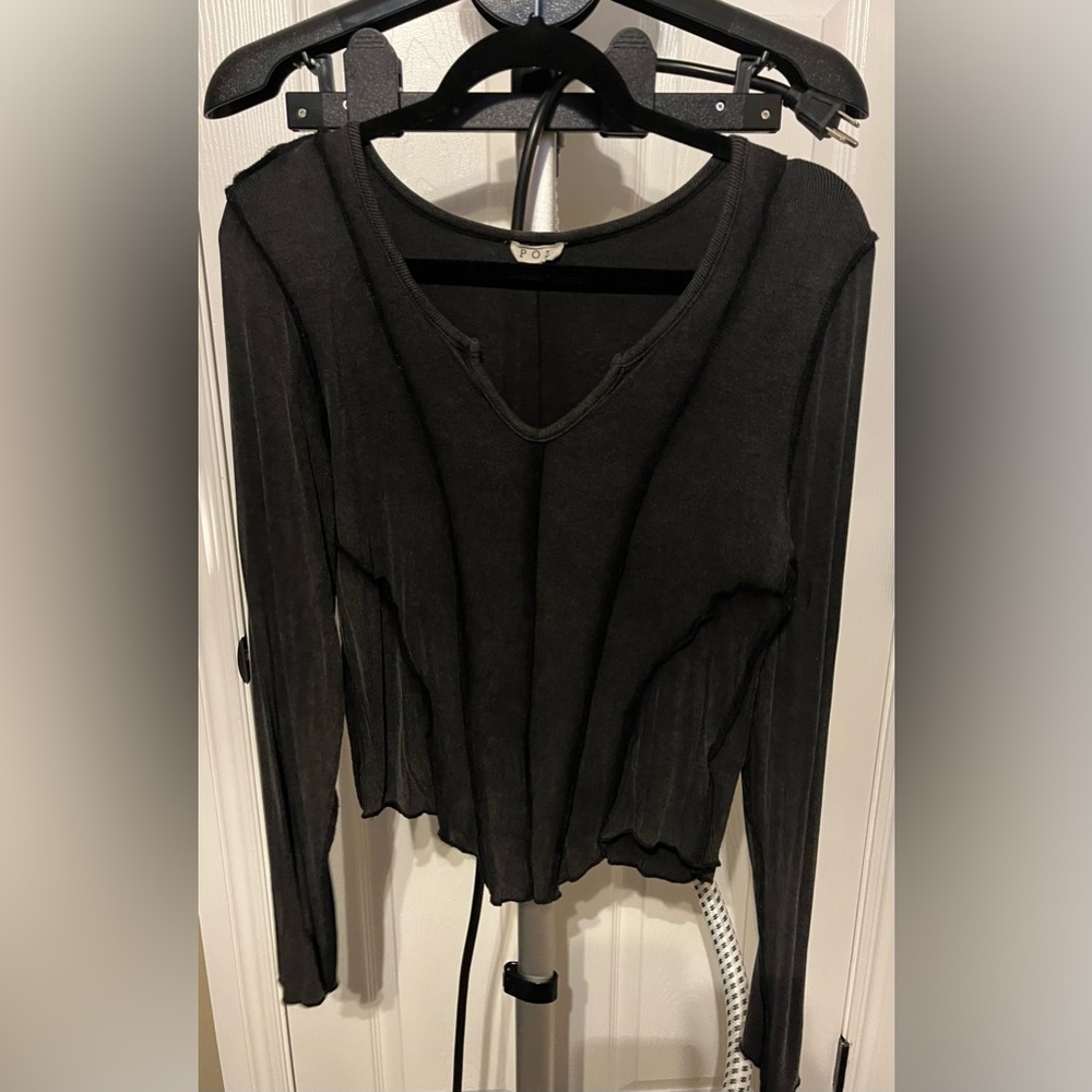 POL Women's Black V-Neck Top
